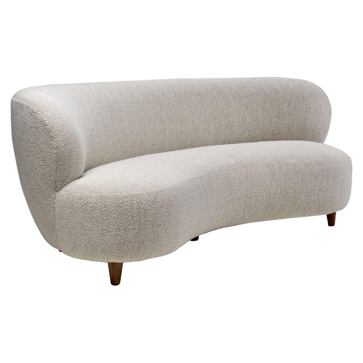 Curved Three-Seat Sofa by a Danish Cabinetmaker, Denmark, circa 1950s For  Sale at 1stDibs