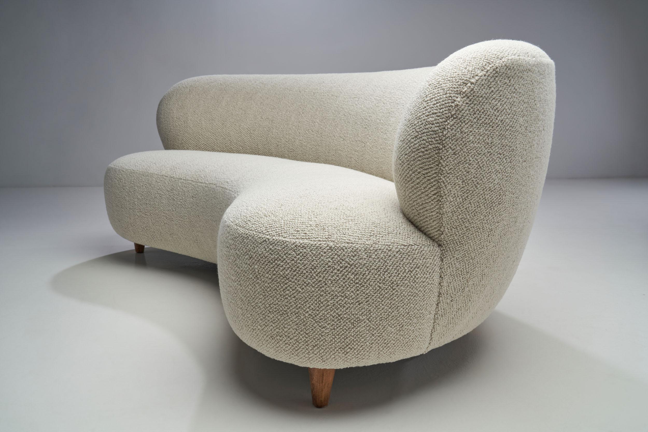 Curved Three-Seat Sofa by a Danish Cabinetmaker, Denmark, circa 1950s 1