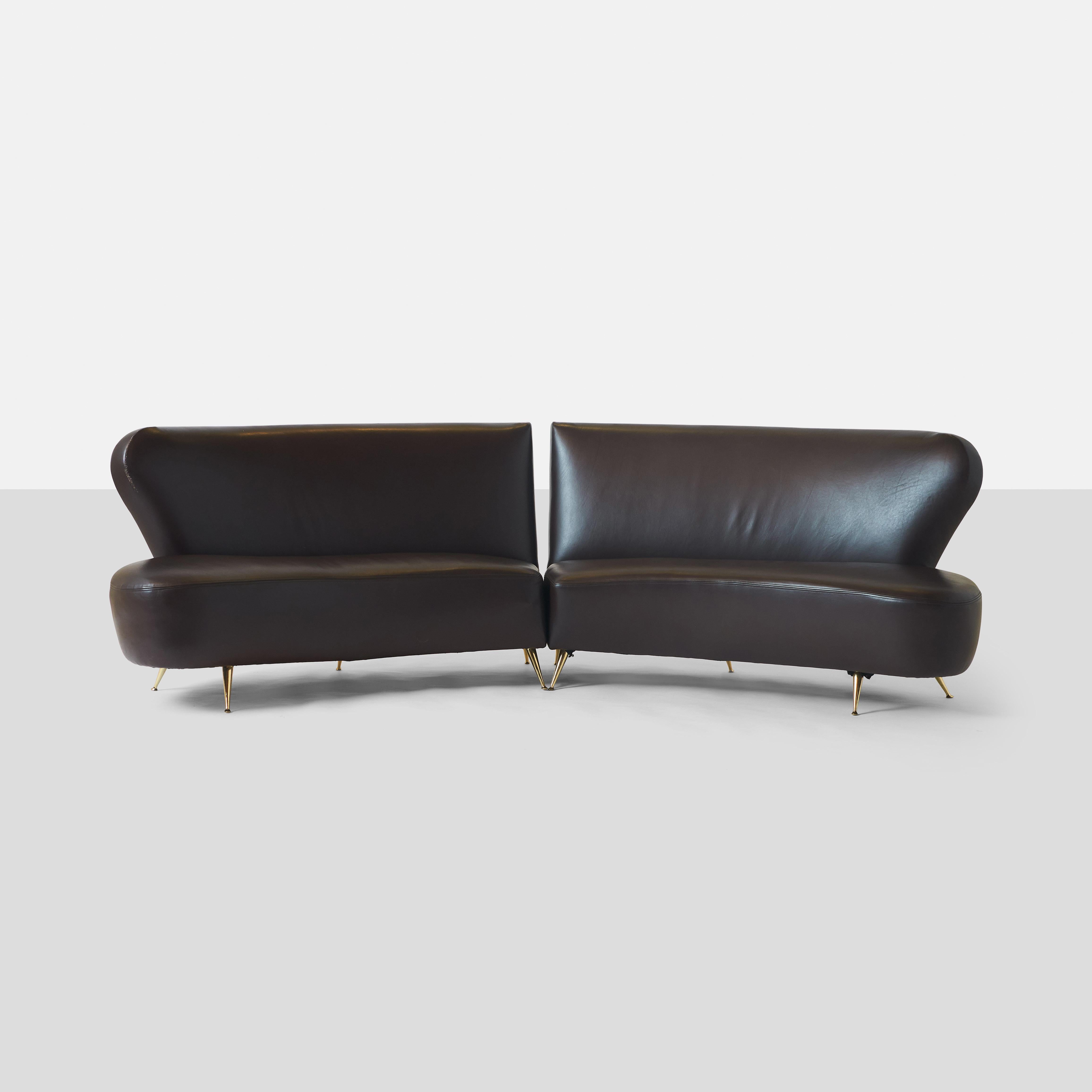 Modern Curved Two Piece Sofa by Carlo di Carli For Sale