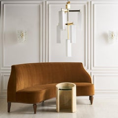 Curved Velvet Sofa in the Style of Andre Arbus