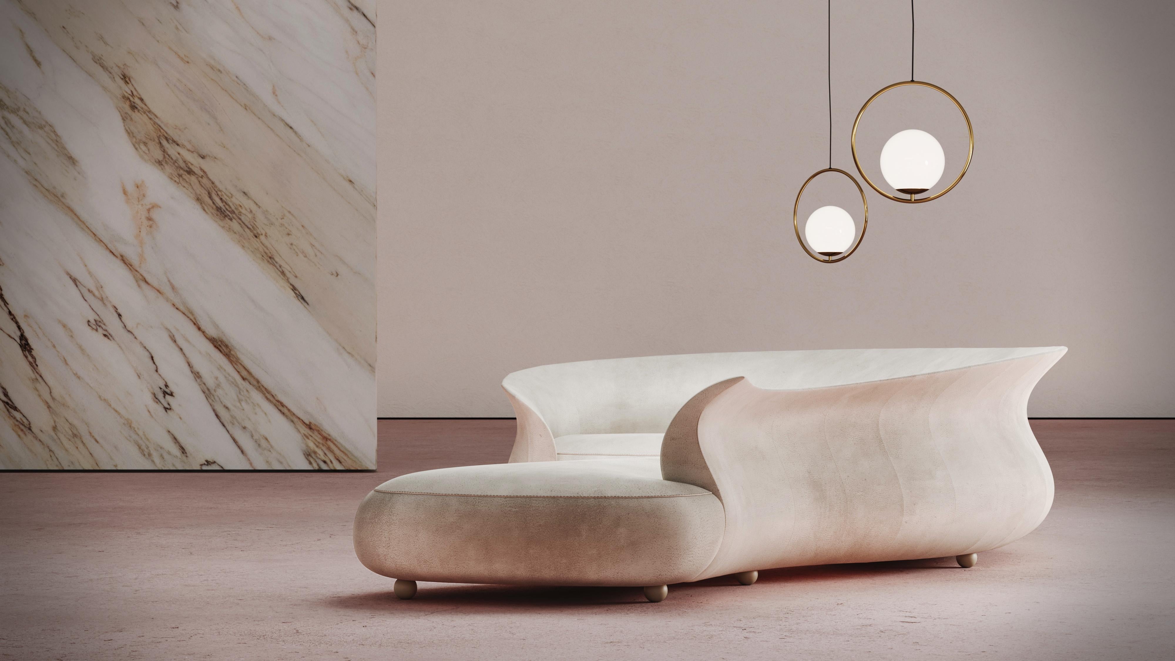 Brass Contemporary Sculptural Curved Verona Corner sofa For Sale