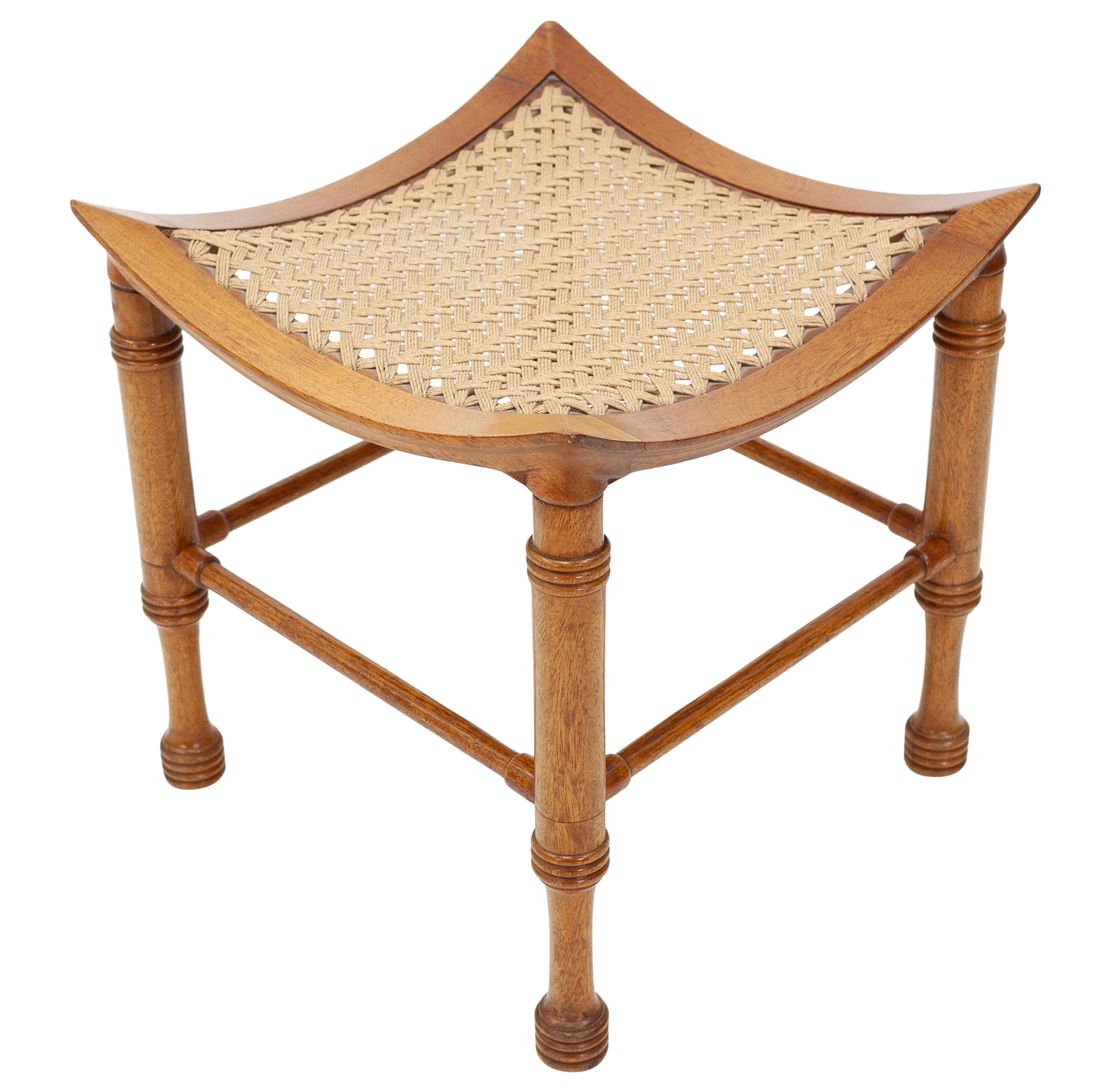 Liberty & Co Thebes  Curved walnut & rope  stool