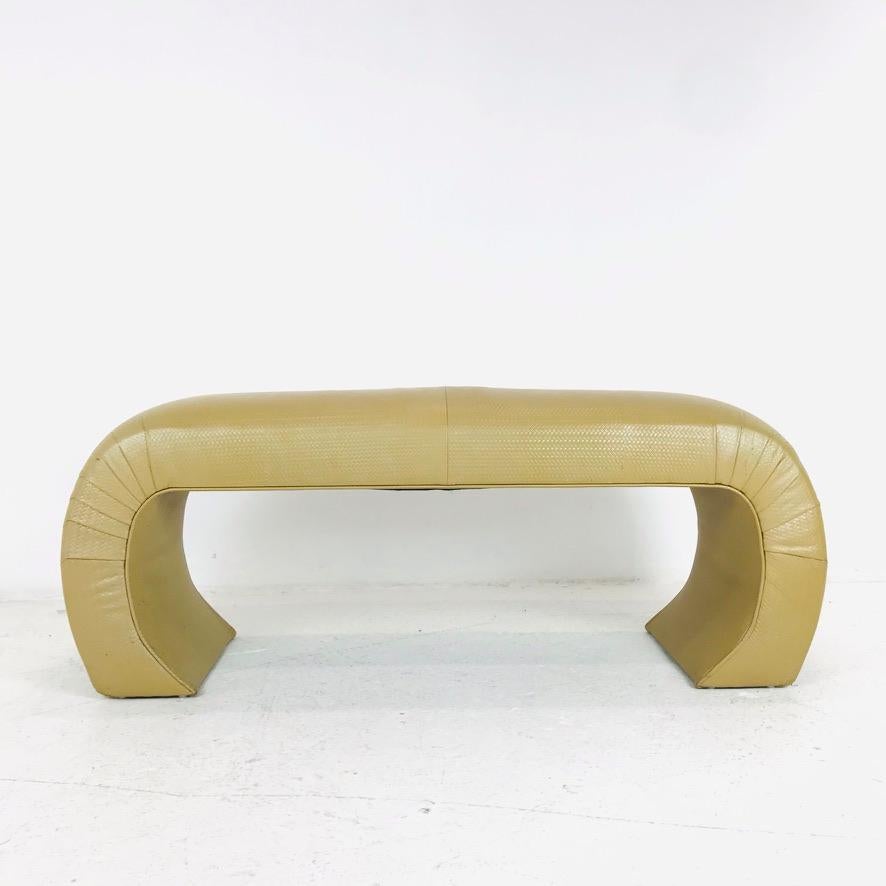 Curved waterfall bench in the style of Karl Springer, 1980s.