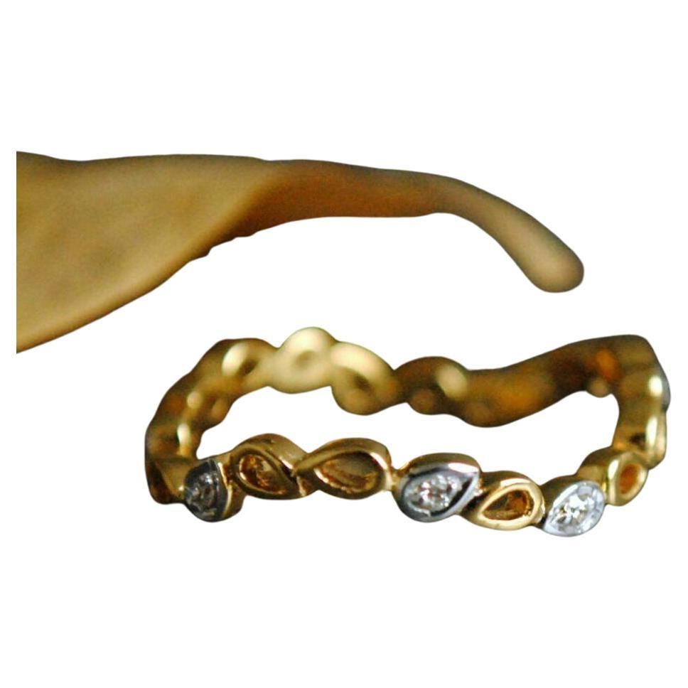 Anneau de mariage en or massif 14k avec diamant anneau d'éternité anneau en dentelle filigrane