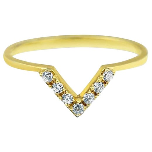 Curved Wedding Band Chevron Ring White Gold Wedding Band Women For Sale At 1stdibs