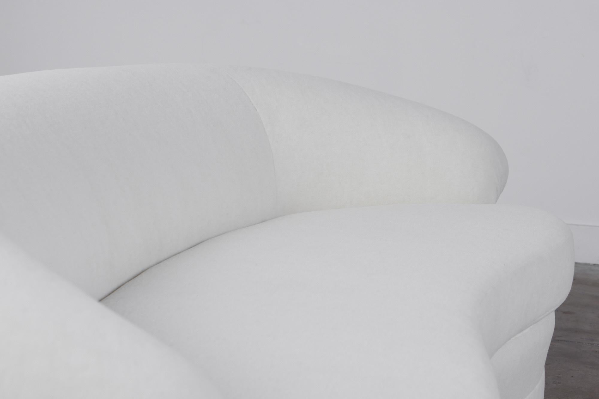 Curved White Alpaca Velvet Sofa 4