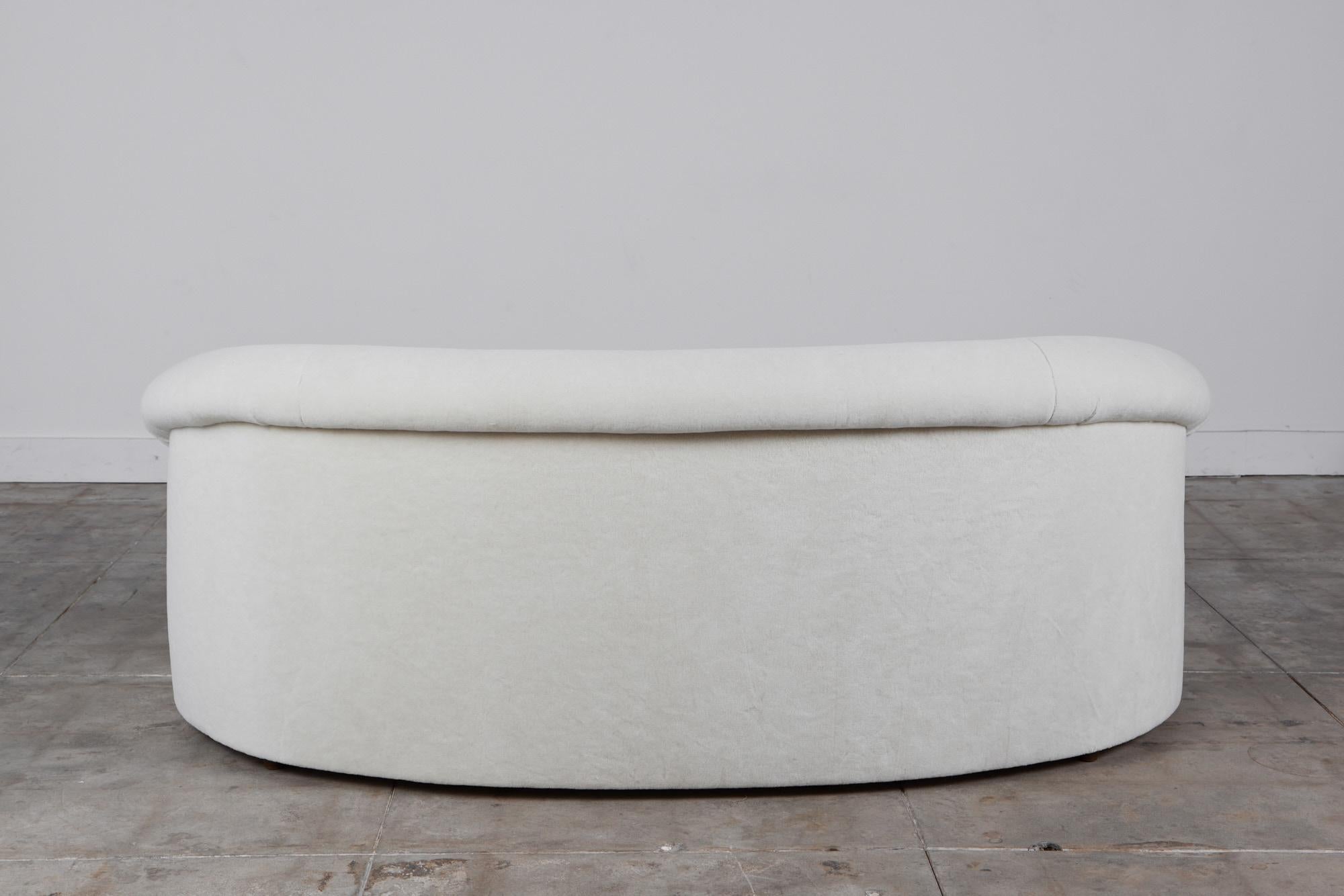 Curved White Alpaca Velvet Sofa 2