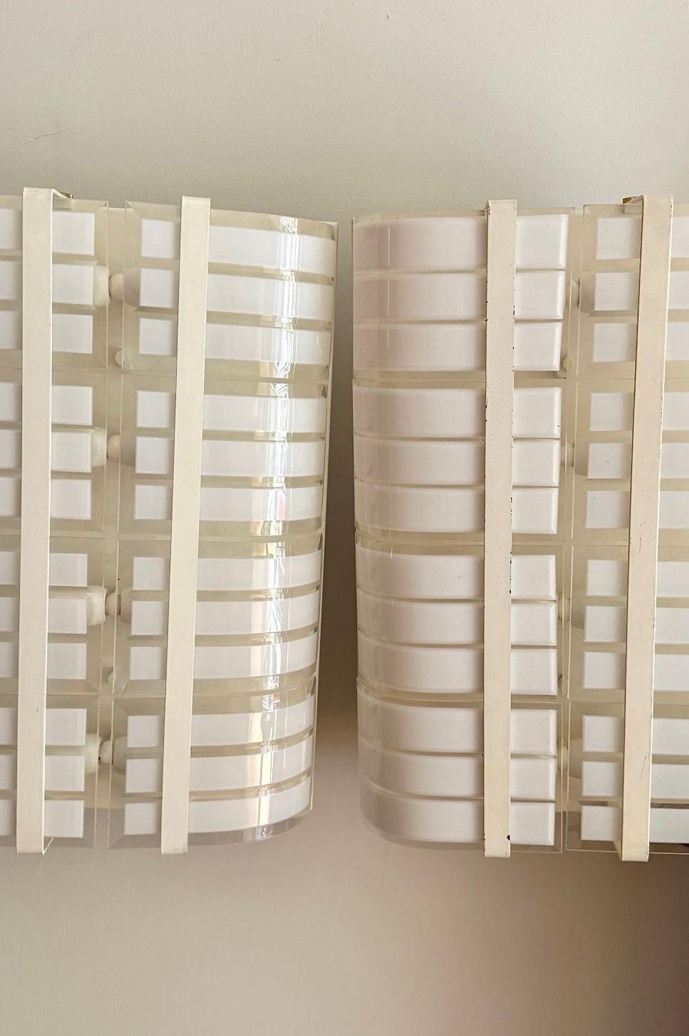 Italian Curved White Murano Sconces For Sale