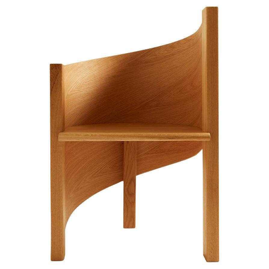 Curved Dining or Accent Chair in White Oak / Fumed Cherry by Cultivation Objects For Sale