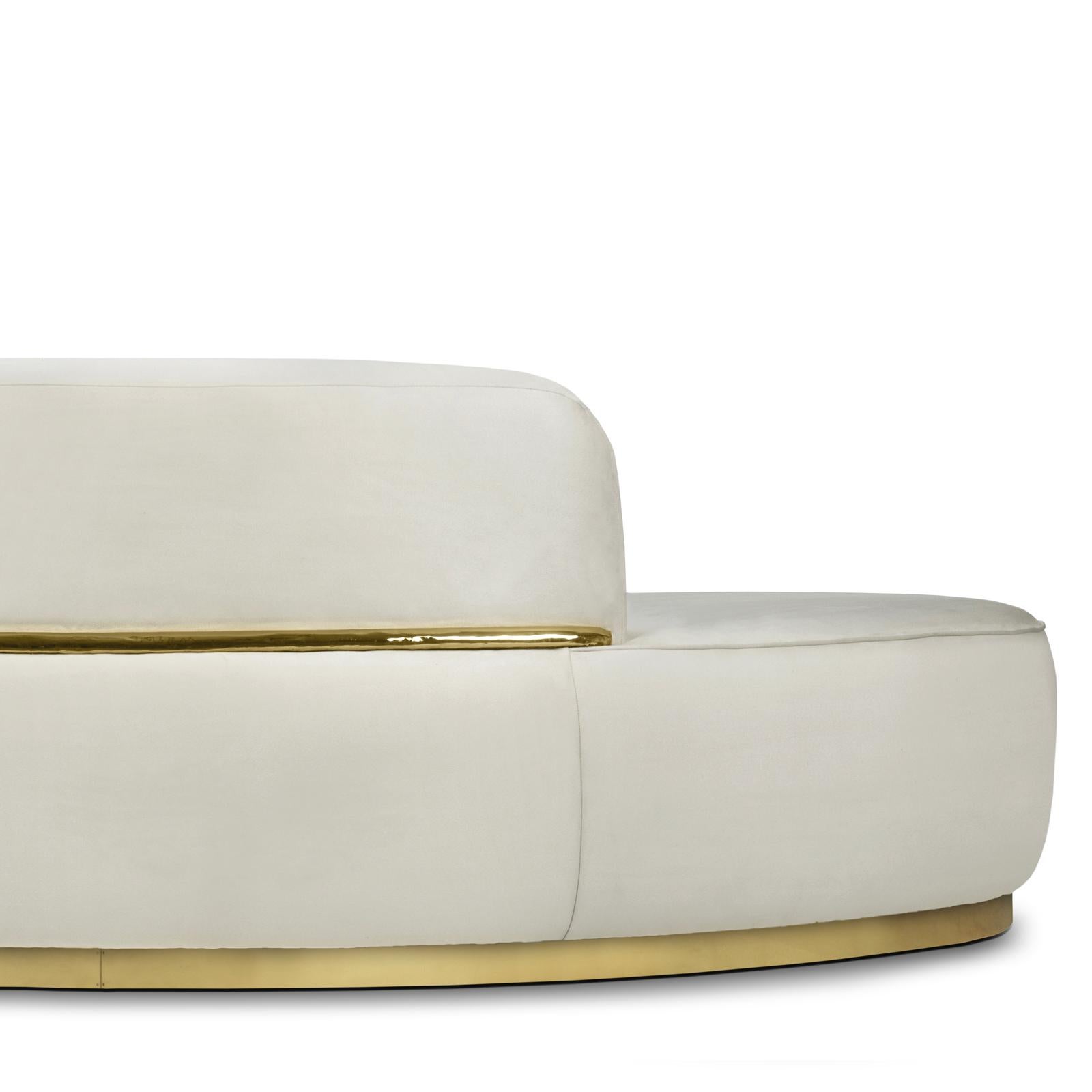 Portuguese Curved White Sofa For Sale