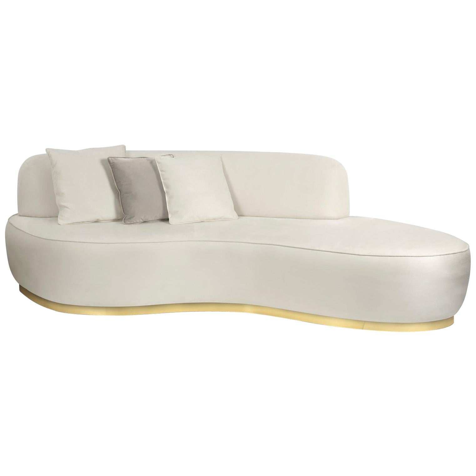 Curved White Sofa For Sale