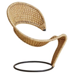 Vintage Curved Wicker ‘Zest’ Chair Attributed to Francois Liguori, France 1988