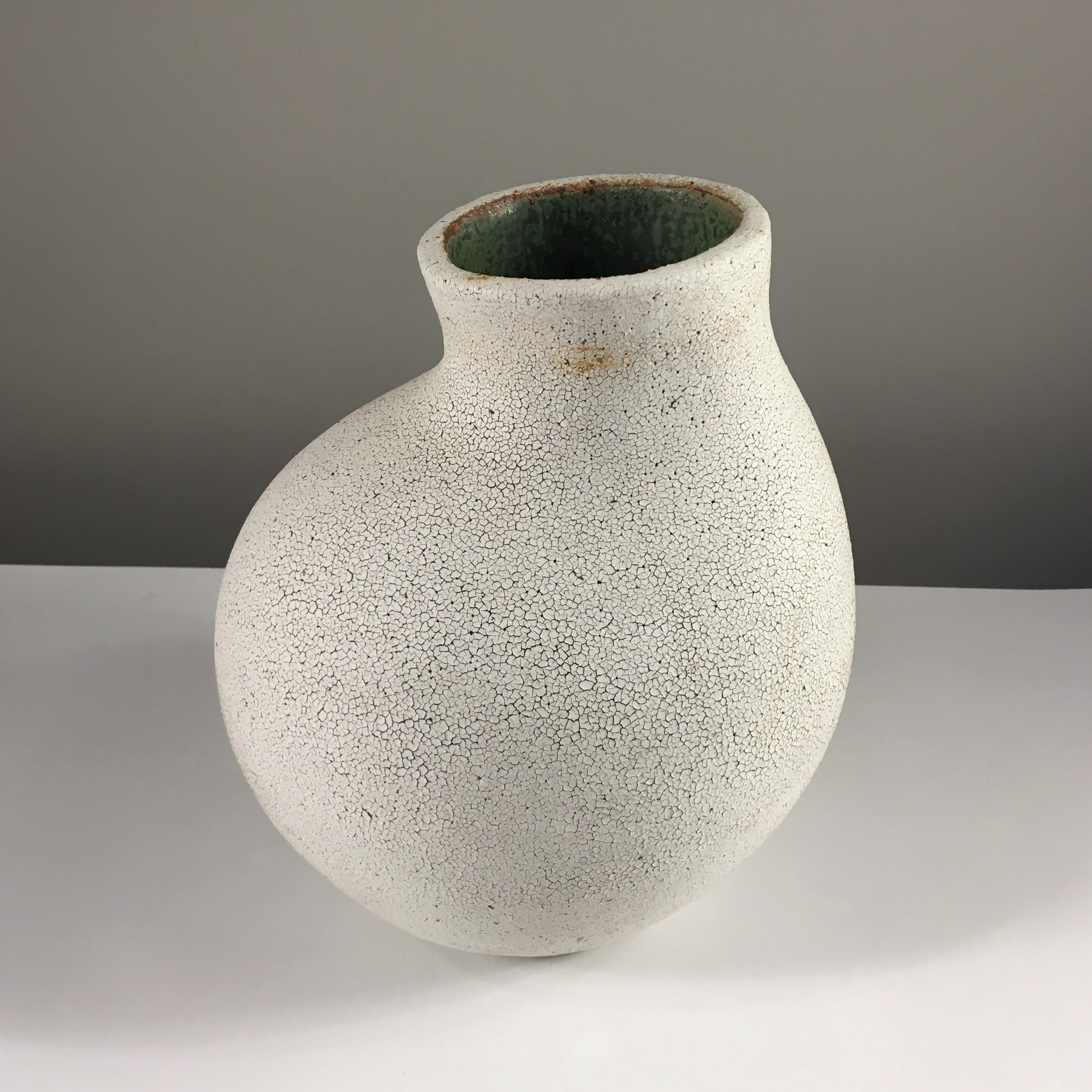 Curved Wide Neck Vase by Yumiko Kuga. Measures: Height 11