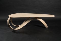 Curved Wood Coffee Table with Organic Sculptural Base