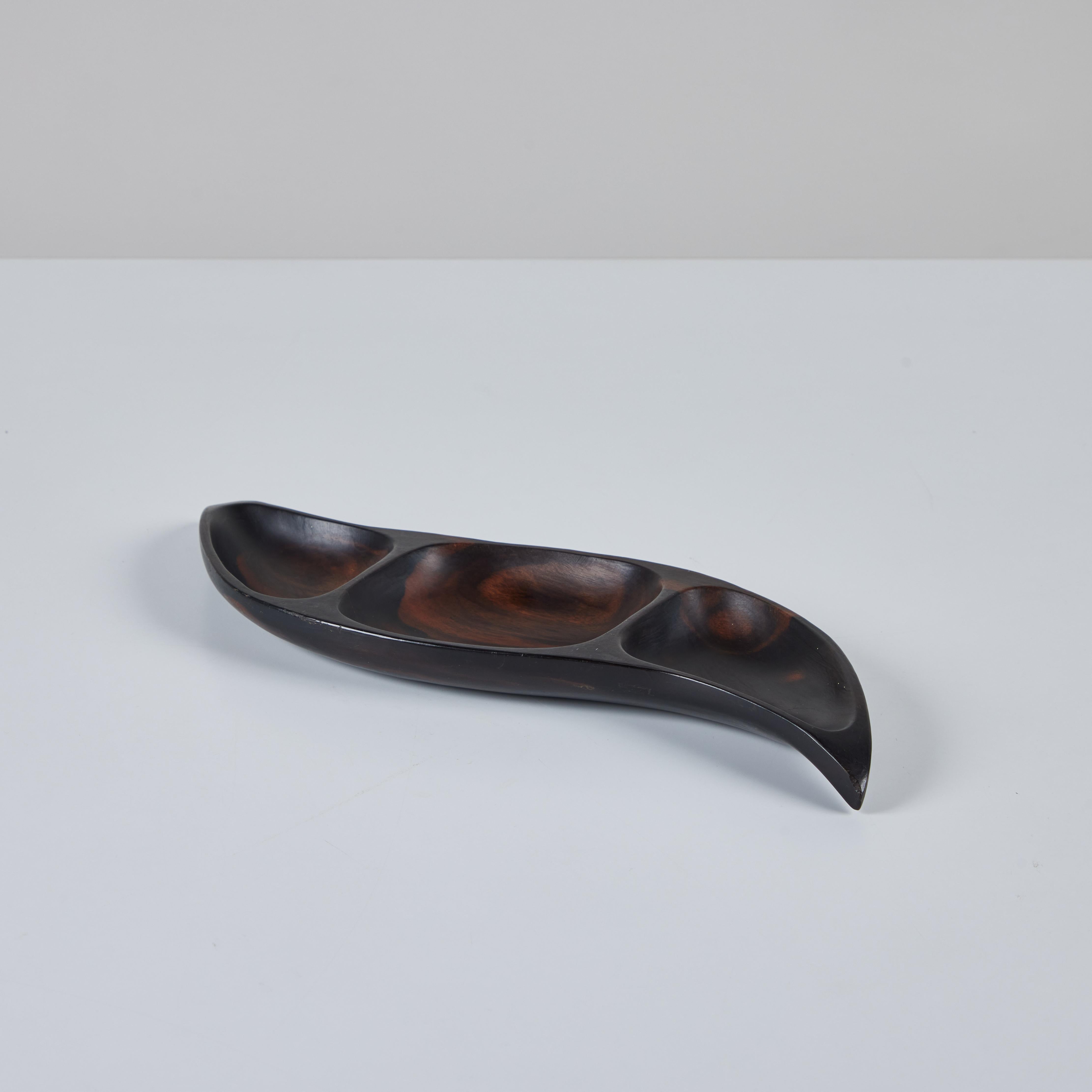 20th Century Curved Wood Divided Vide Poche For Sale