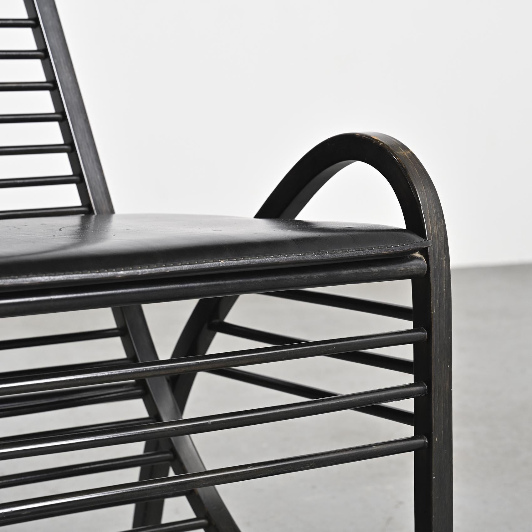Curved wooden armchair, Siabu Italy circa 1970 3