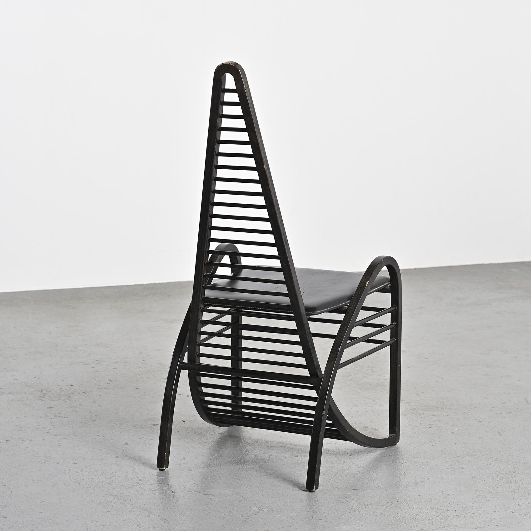 Mid-Century Modern Curved wooden armchair, Siabu Italy circa 1970
