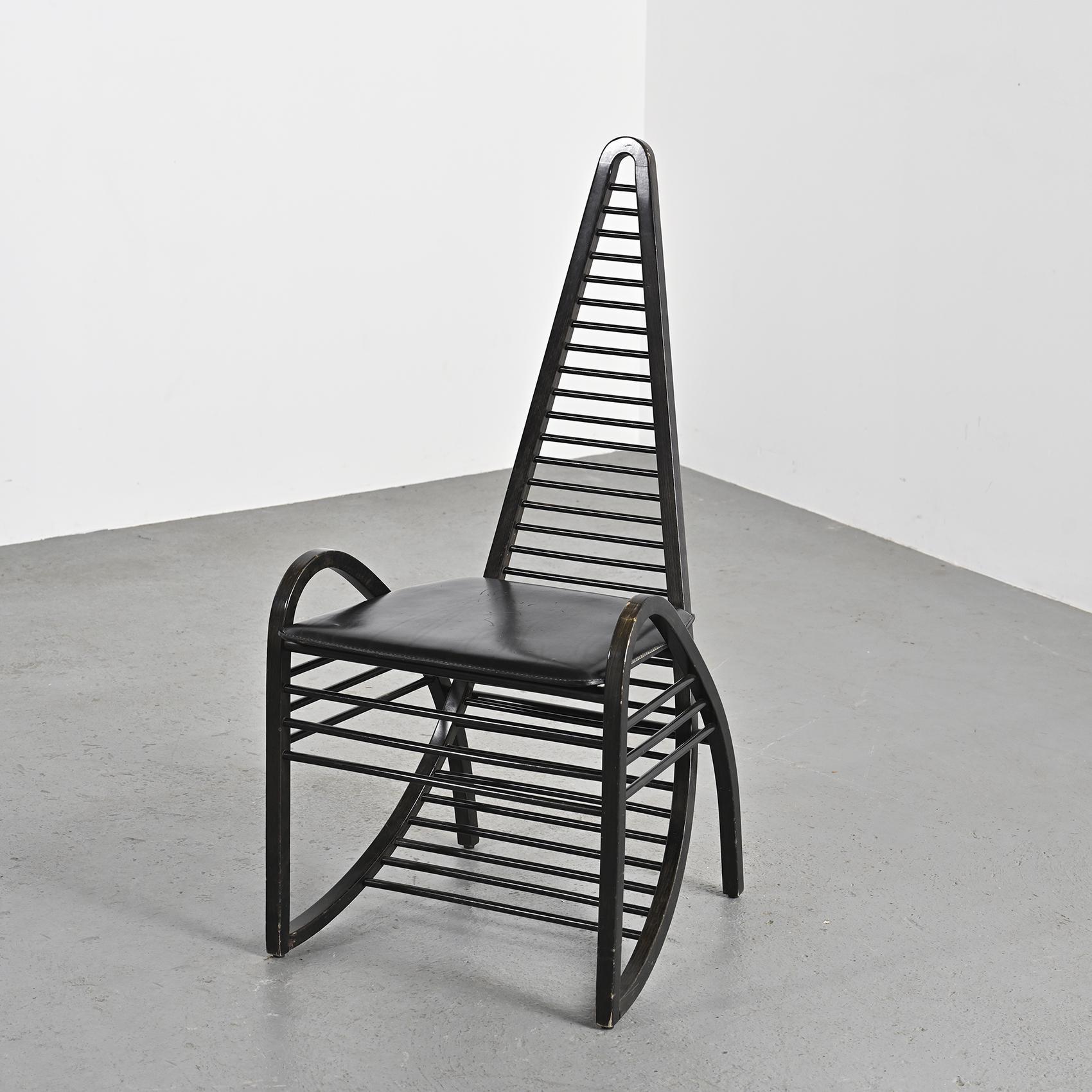 Wood Curved wooden armchair, Siabu Italy circa 1970
