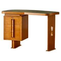 Curved Wooden Desk  in The Manner of Paul Luszlo.