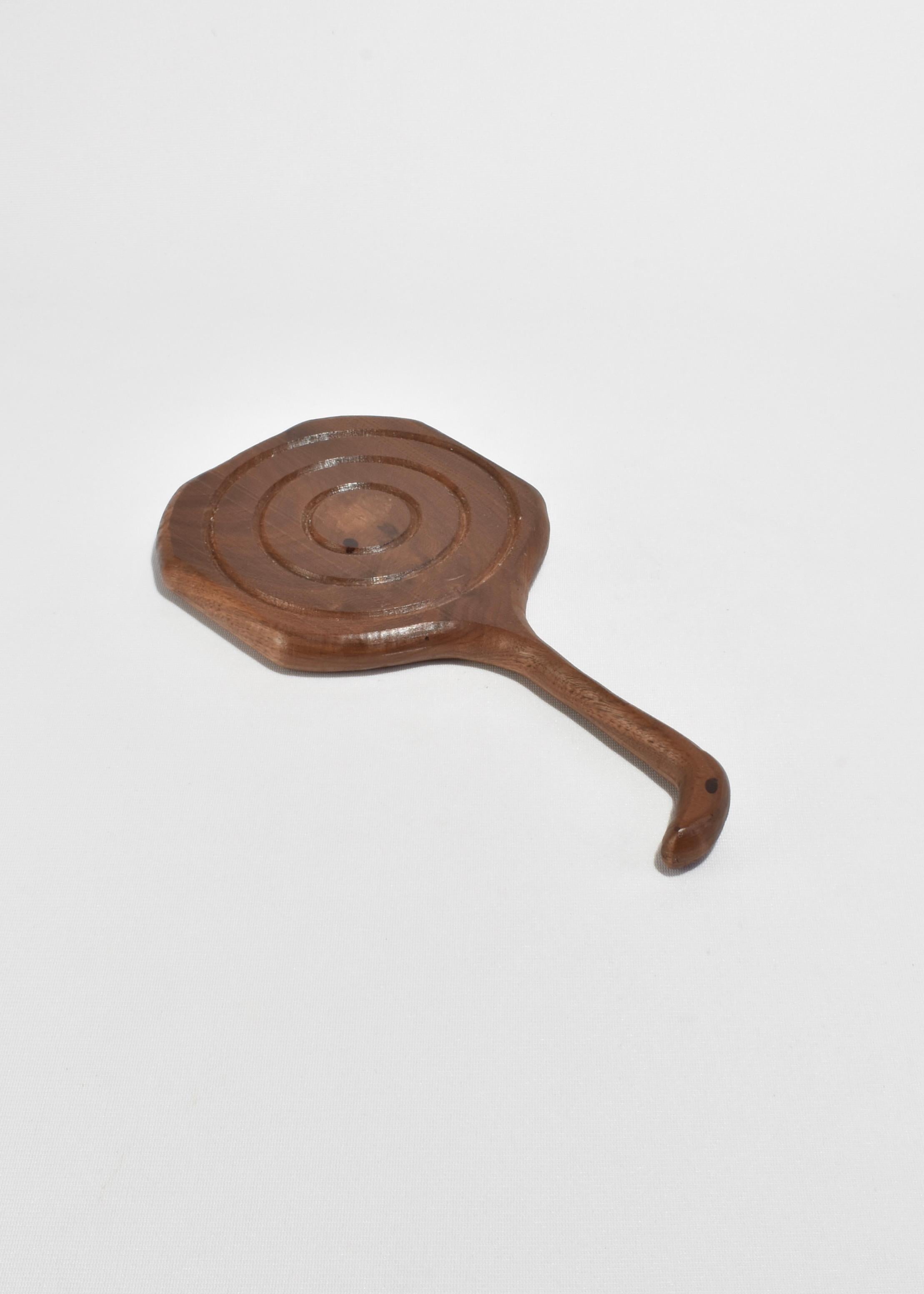 20th Century Curved Wooden Hand Mirror For Sale