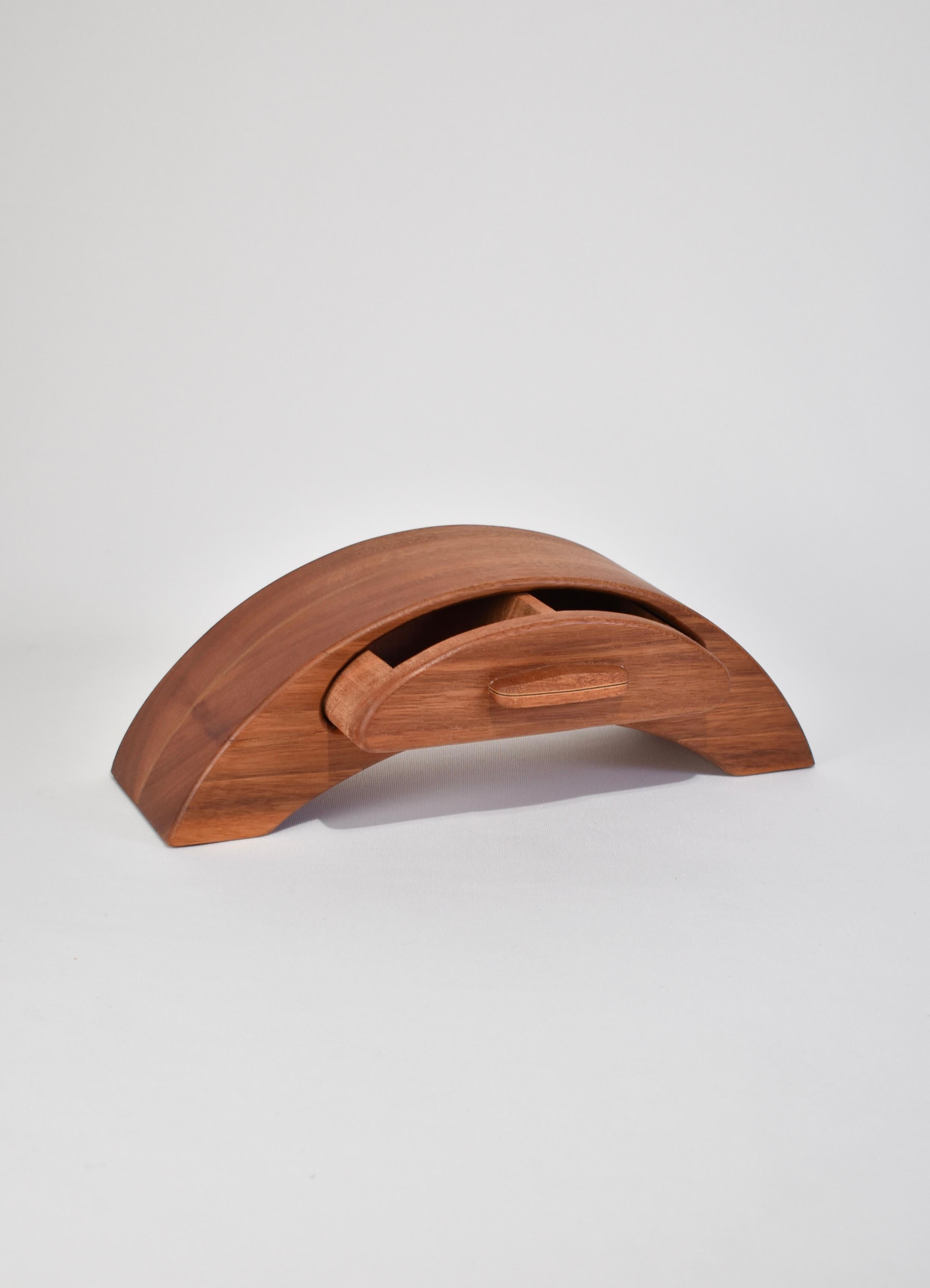 Hand-Carved Curved Wooden Jewelry Box