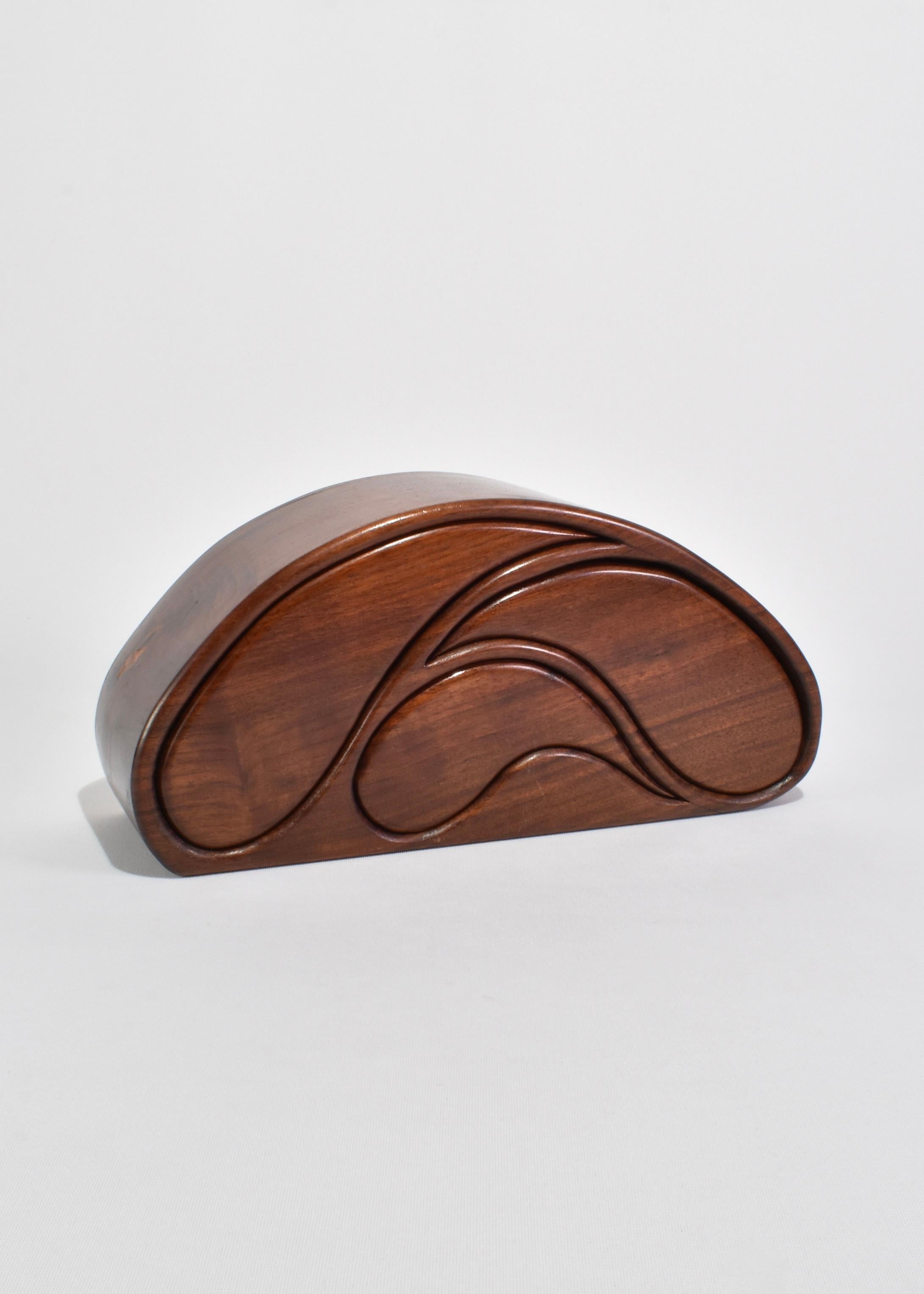 Hand-Crafted Curved Wooden Jewelry Box For Sale