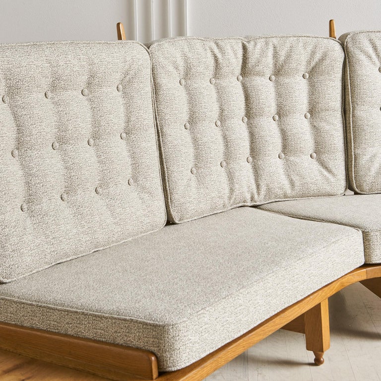 Curved Wooden Sofa by Guillerme et Chambron at 1stDibs