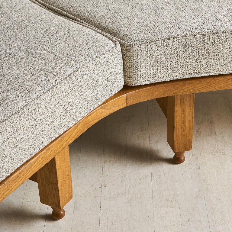 Curved Wooden Sofa by Guillerme et Chambron at 1stDibs