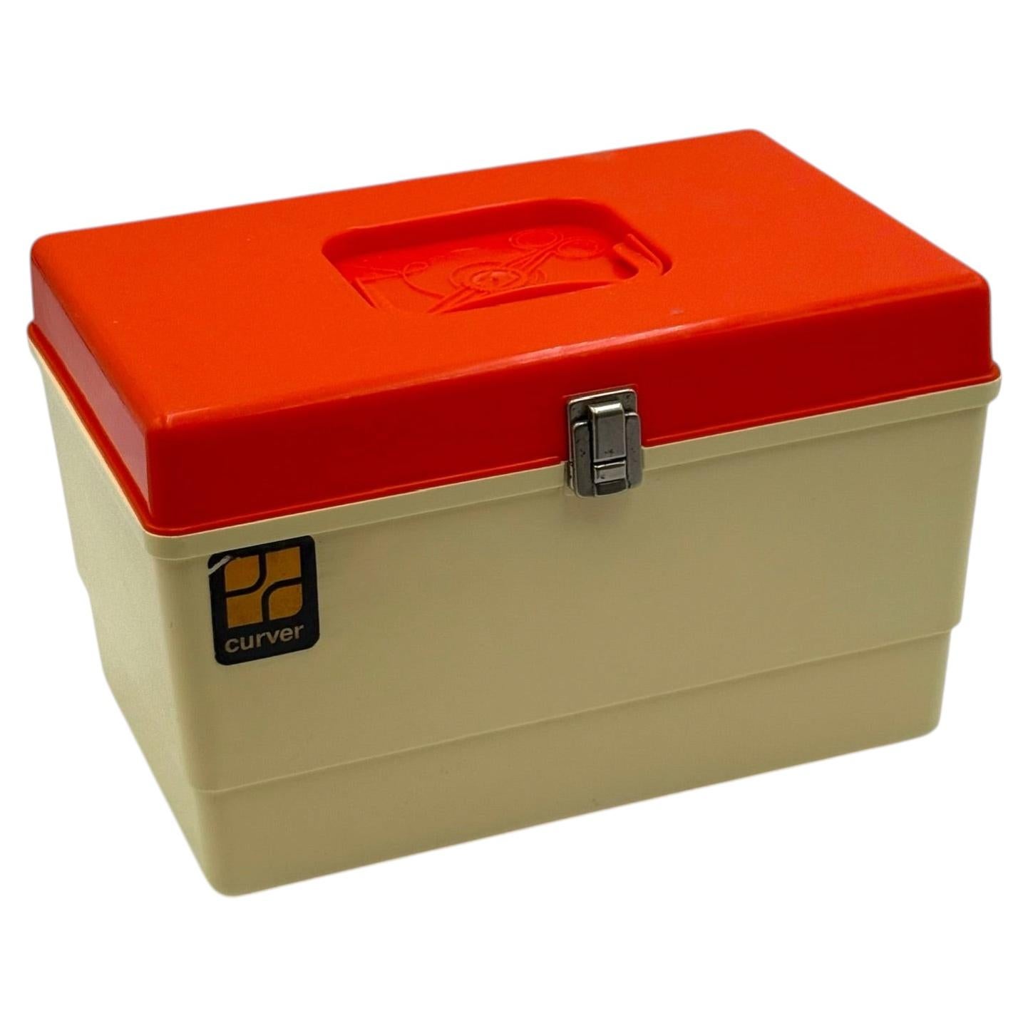 Curver Sewing Box Organizer, Netherlands, 1970s, Beige Orange For Sale