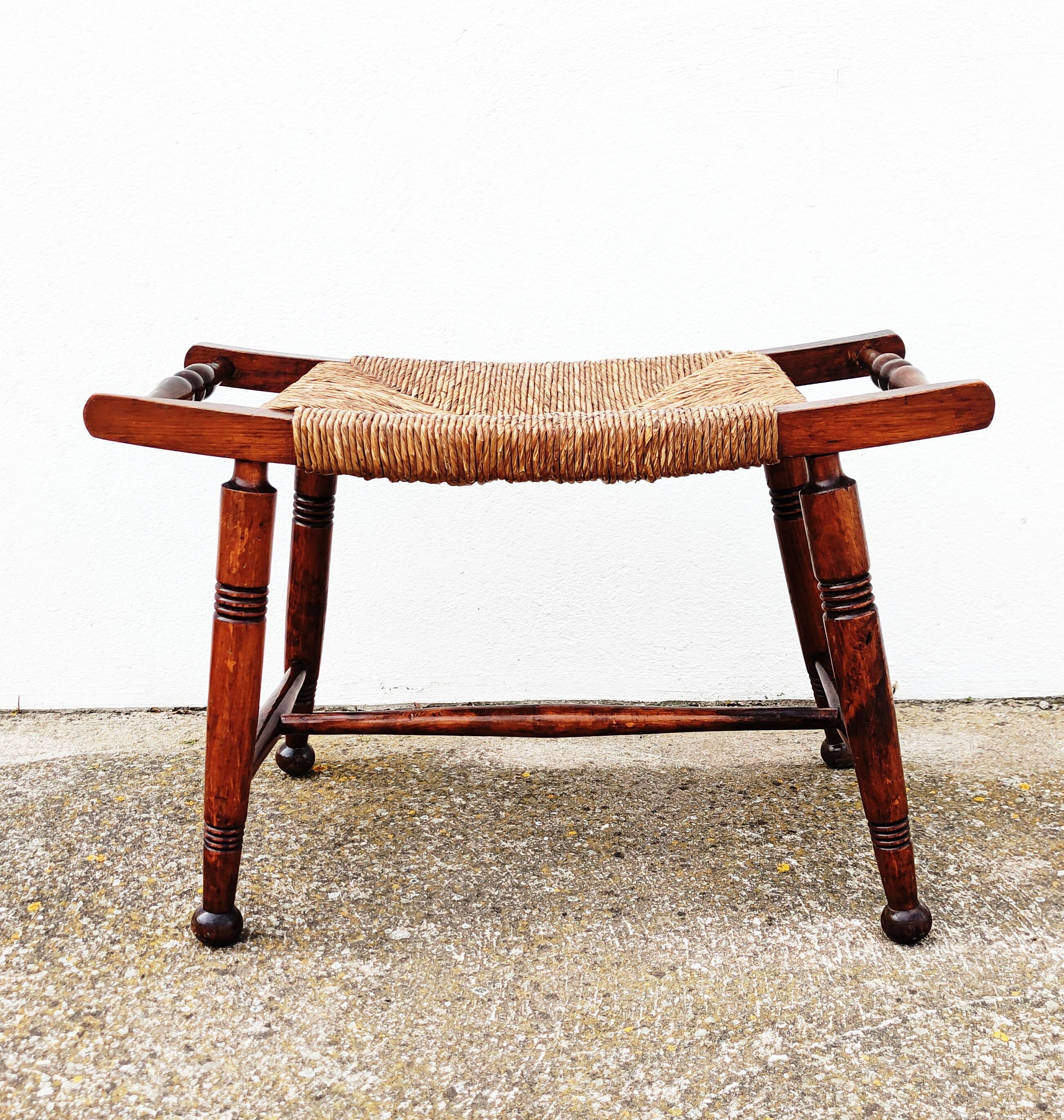 Spanish Curves Rush Seated Stool, 1950s