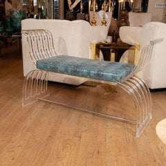 Curvilinear lucite and chrome bench