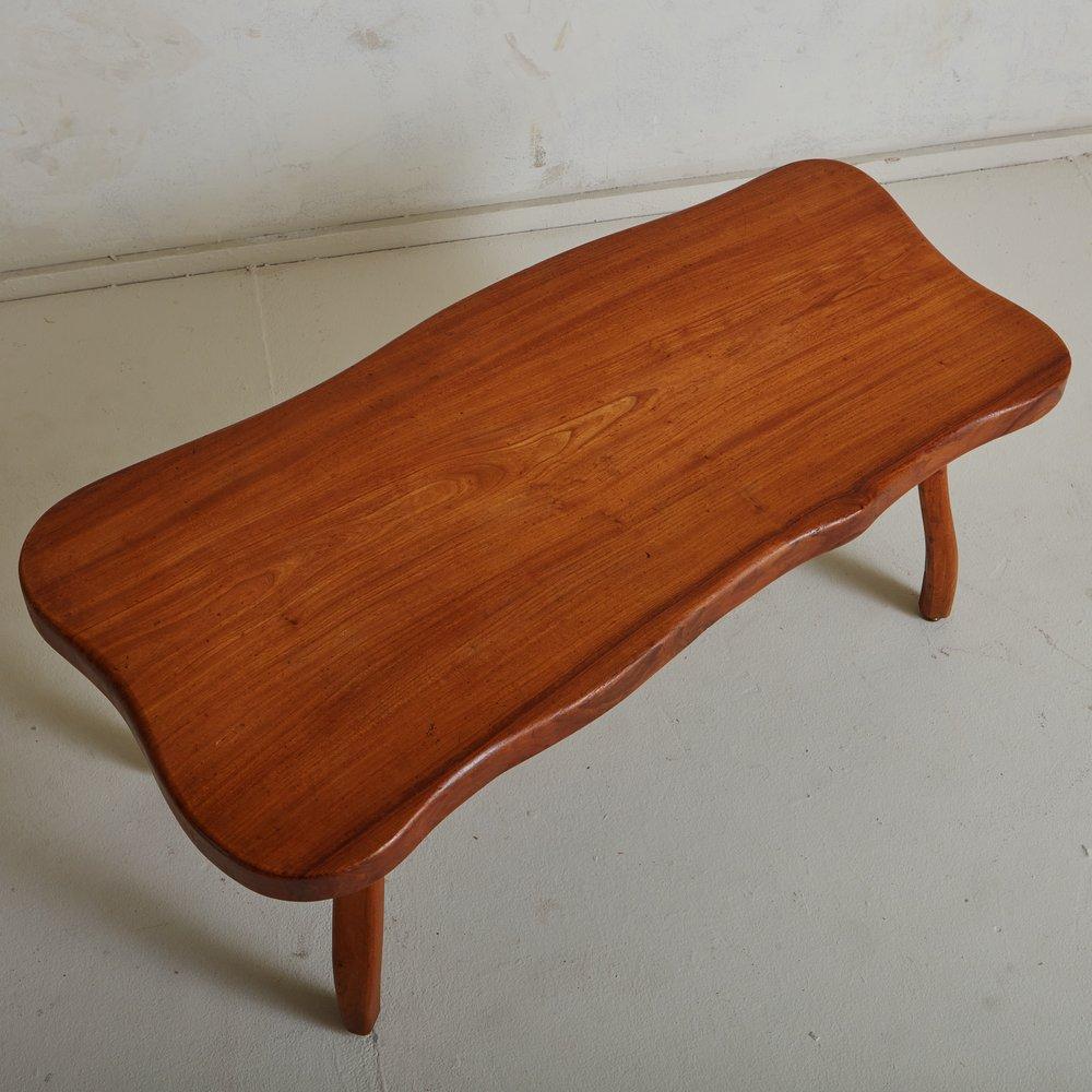 Mid-Century Modern Curvilinear Wood Coffee Table, France, 1960s