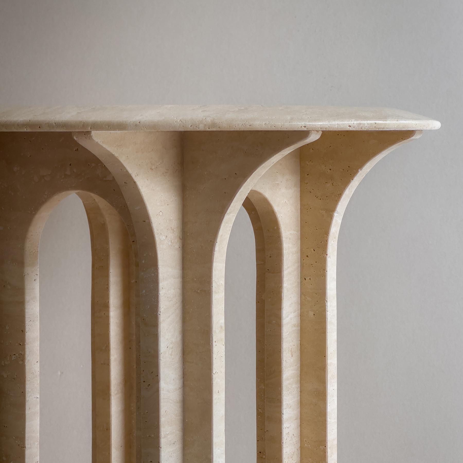 Modern CURVO Table in Travertine by Meble Matters For Sale