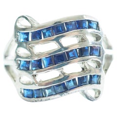 Curvy 1.57ct Blue Sapphire Sterling Silver Cocktail Ring