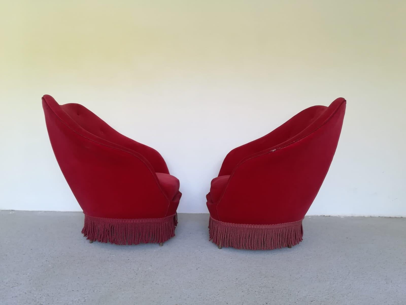Mid-Century Modern Curvy Comma Armchairs Attr. Ico Parisi, 1950s, Italy, Complimentary Reupholstery