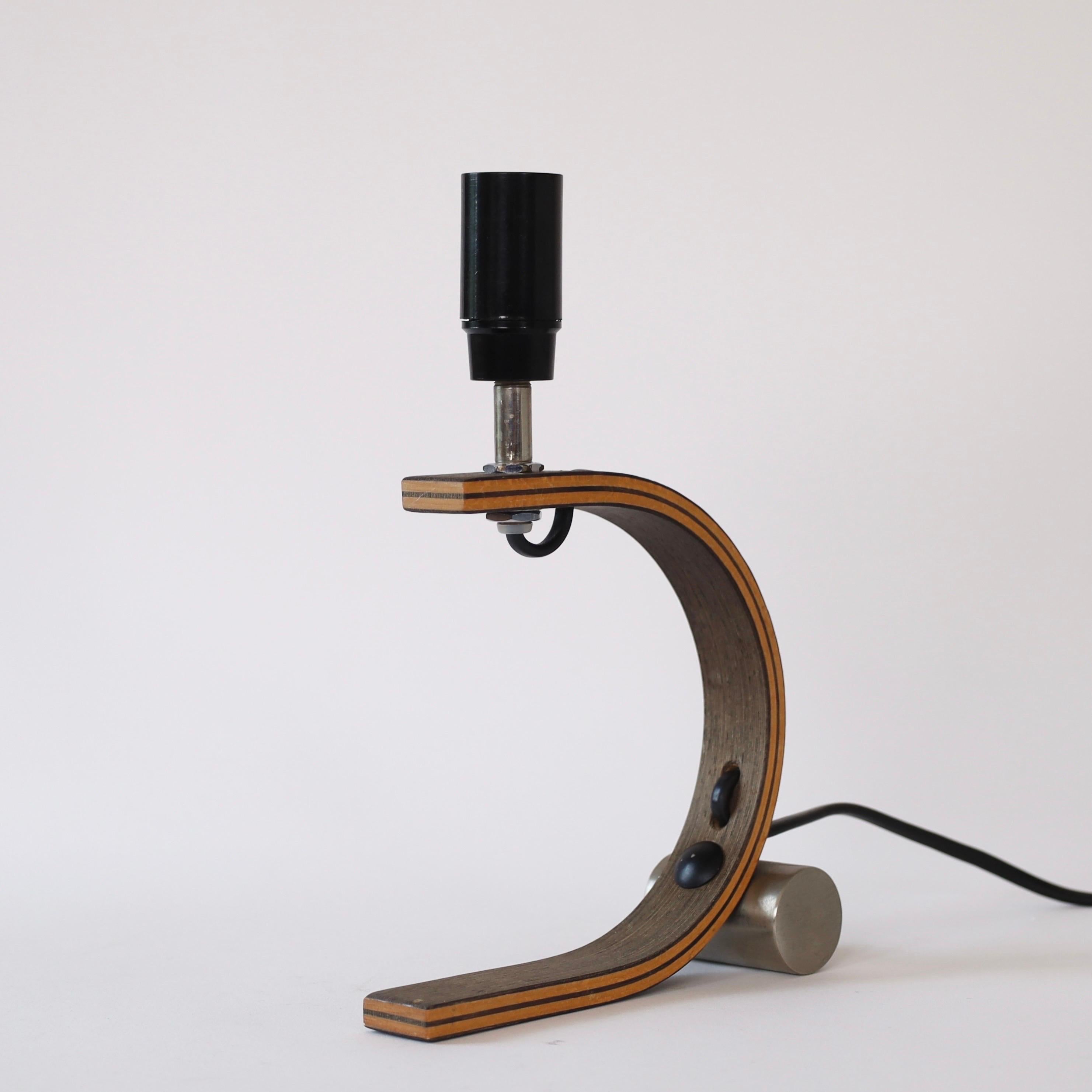 Curvy Danish Caprani Table Lamp in smoked Oak, 1970s, Denmark 3