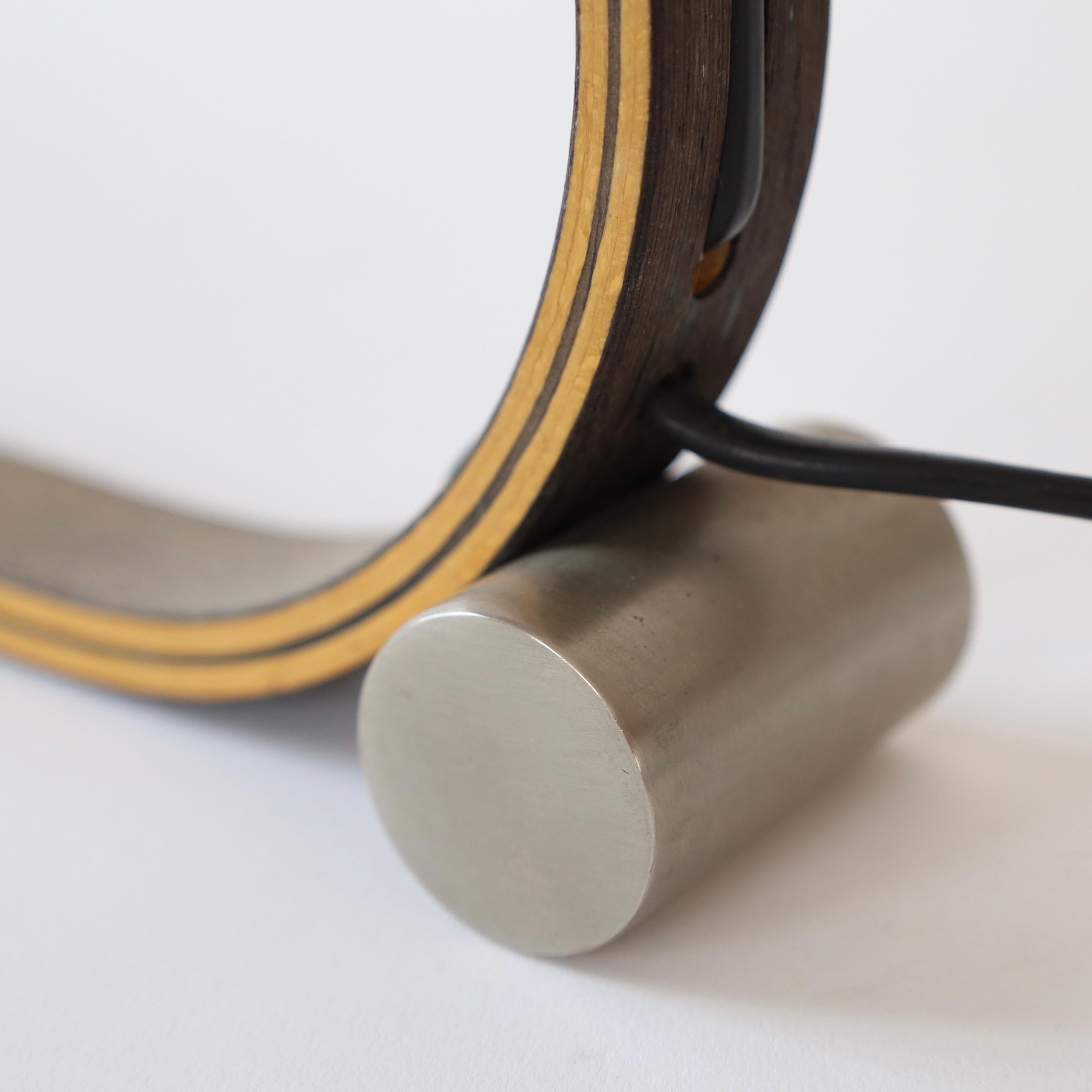 Curvy Danish Caprani Table Lamp in smoked Oak, 1970s, Denmark 4