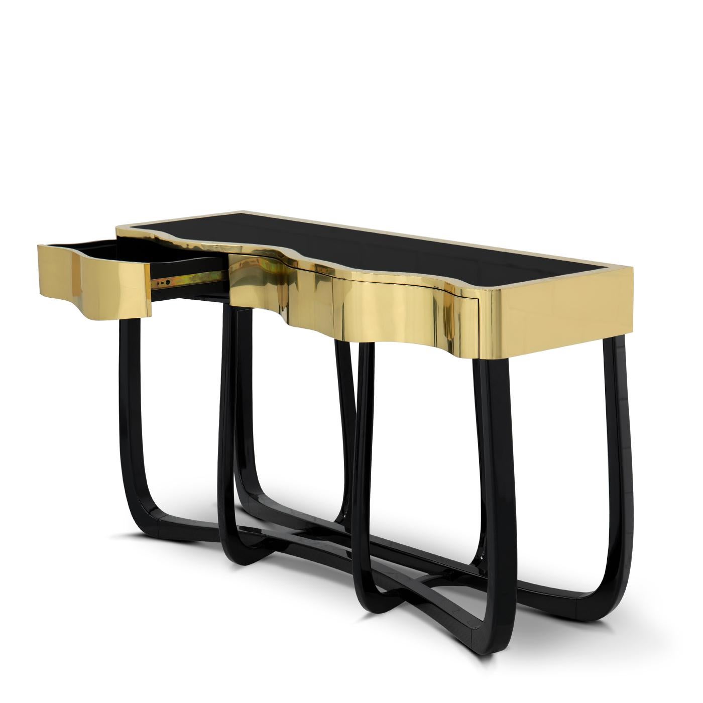 Curvy Gold Console Table In New Condition For Sale In Paris, FR