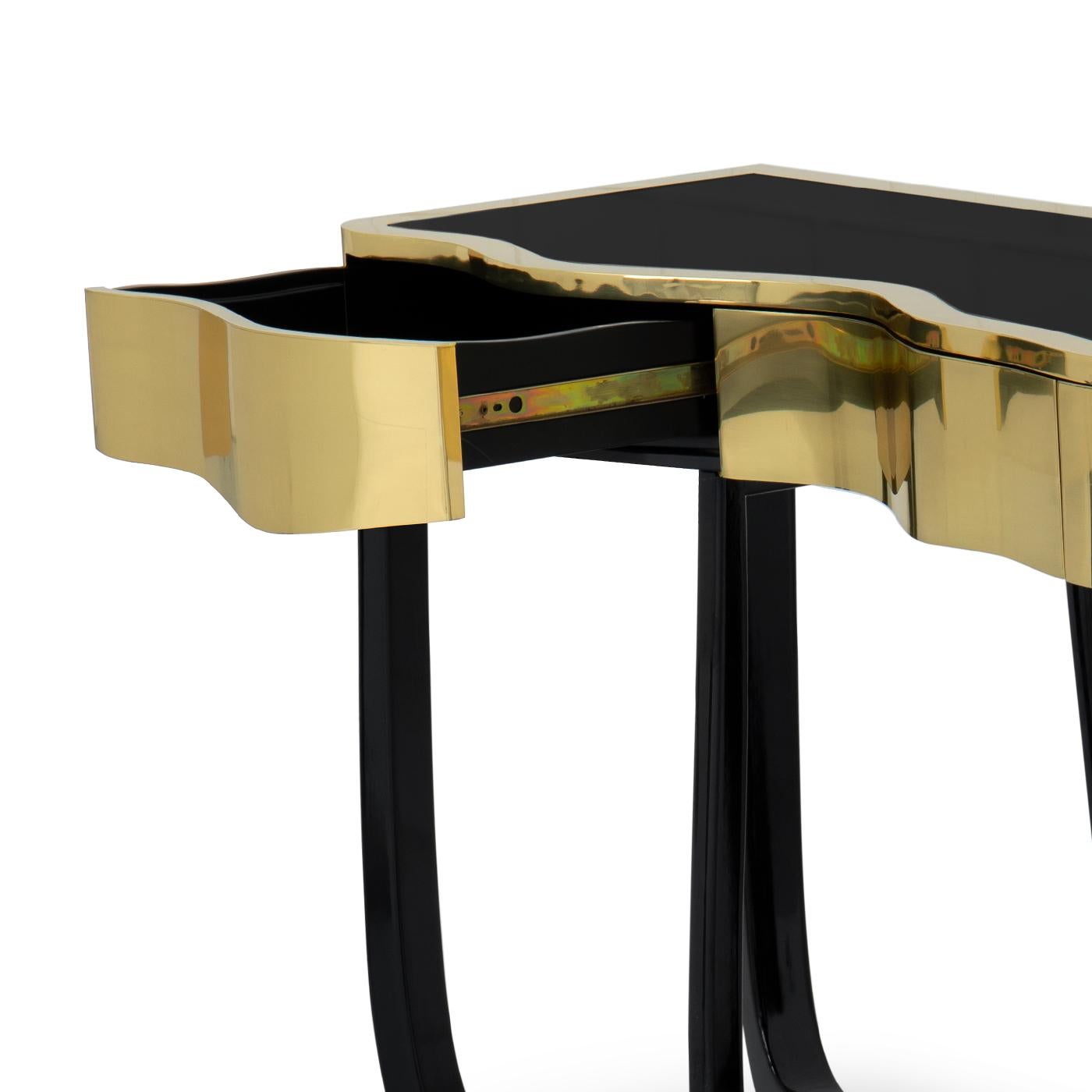 Contemporary Curvy Gold Console Table For Sale
