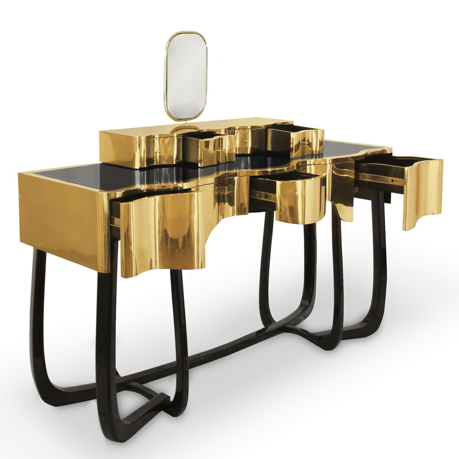 Portugais Table console à miroir incurvée en vente