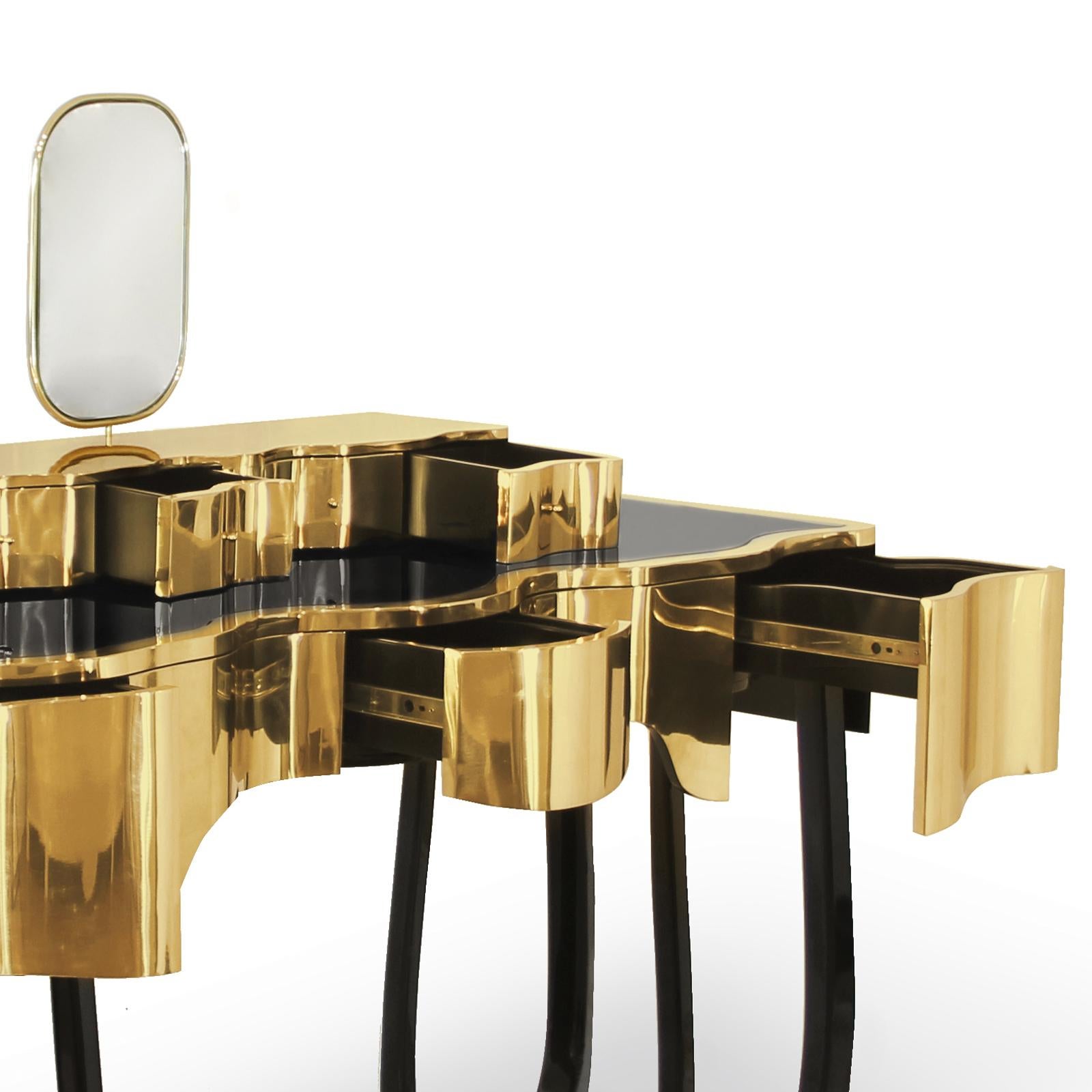 Portuguese Curvy Mirror Room Console Table For Sale