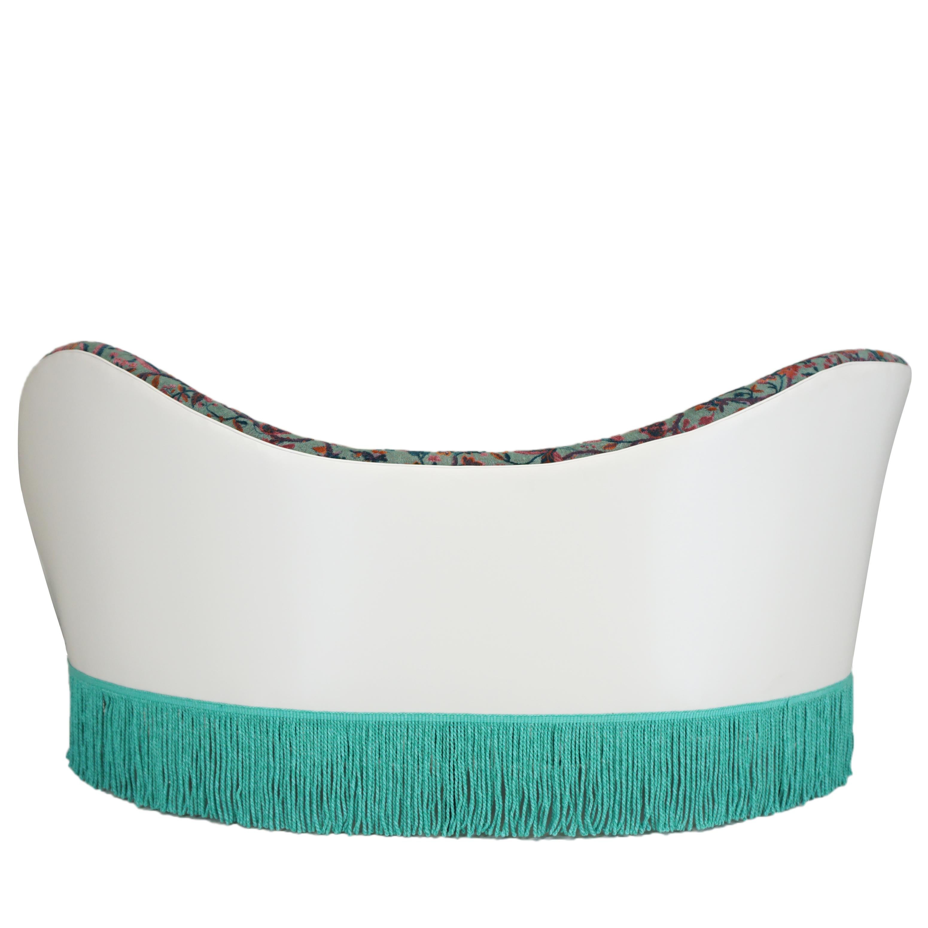 Banquette moderna curvilinea con velluto botanico in vendita 6