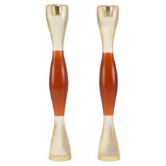 Set di portacandele in resina Curvy