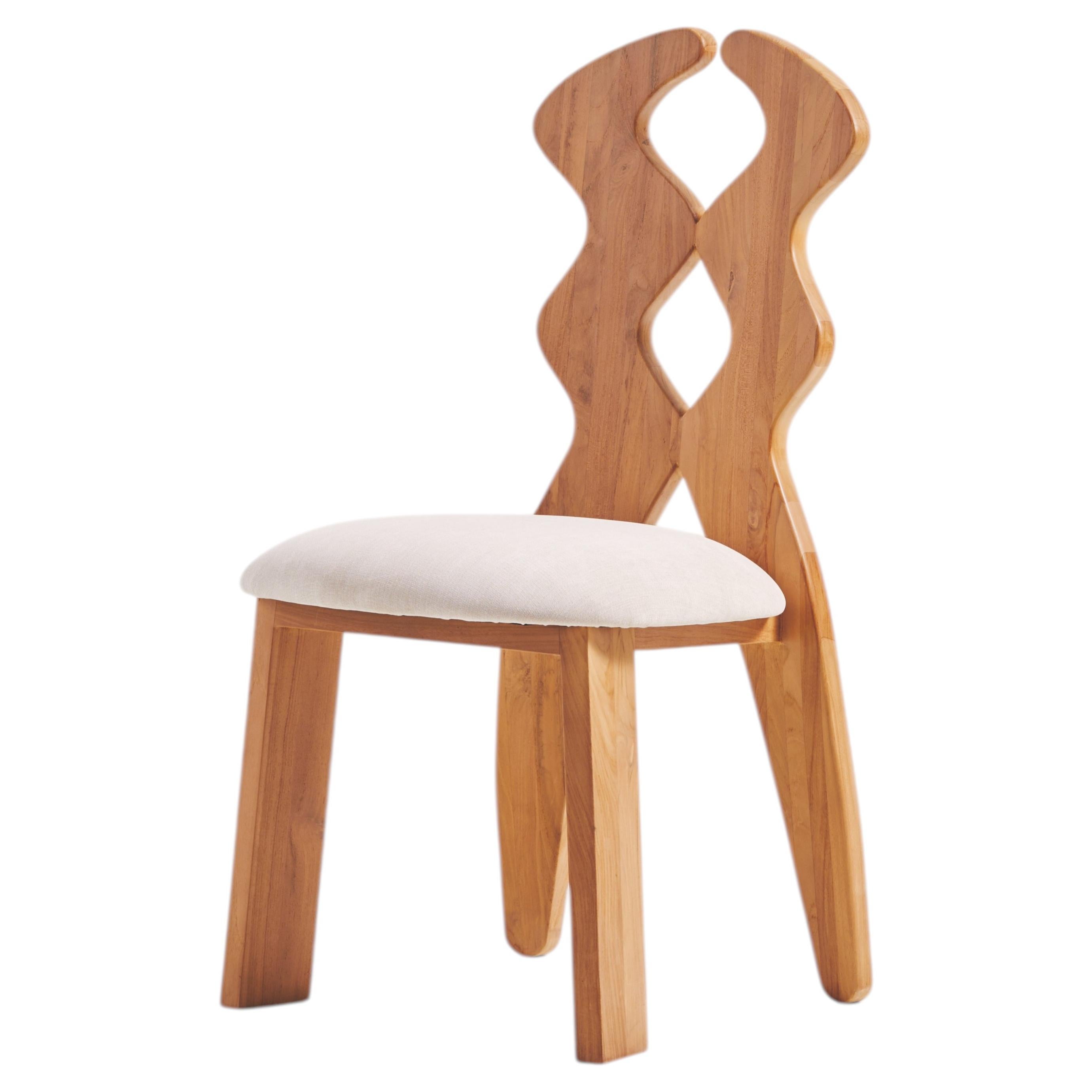 Curvy Teak Wood Dining Chair by Heaps & Woods For Sale