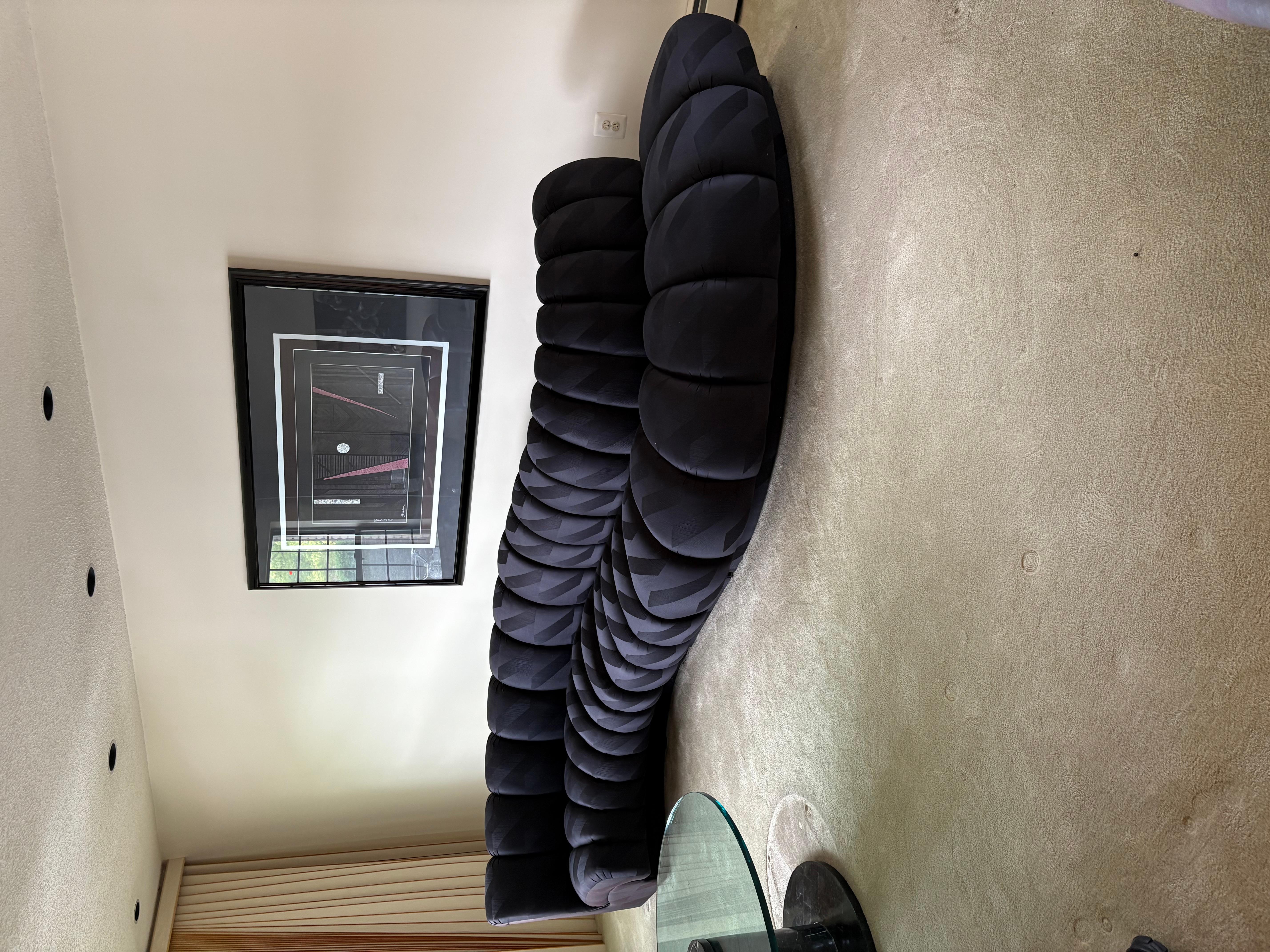 Tissu d'ameublement Canapé sectionnel contemporain modulable Curvy Vintage Serpentine en vente
