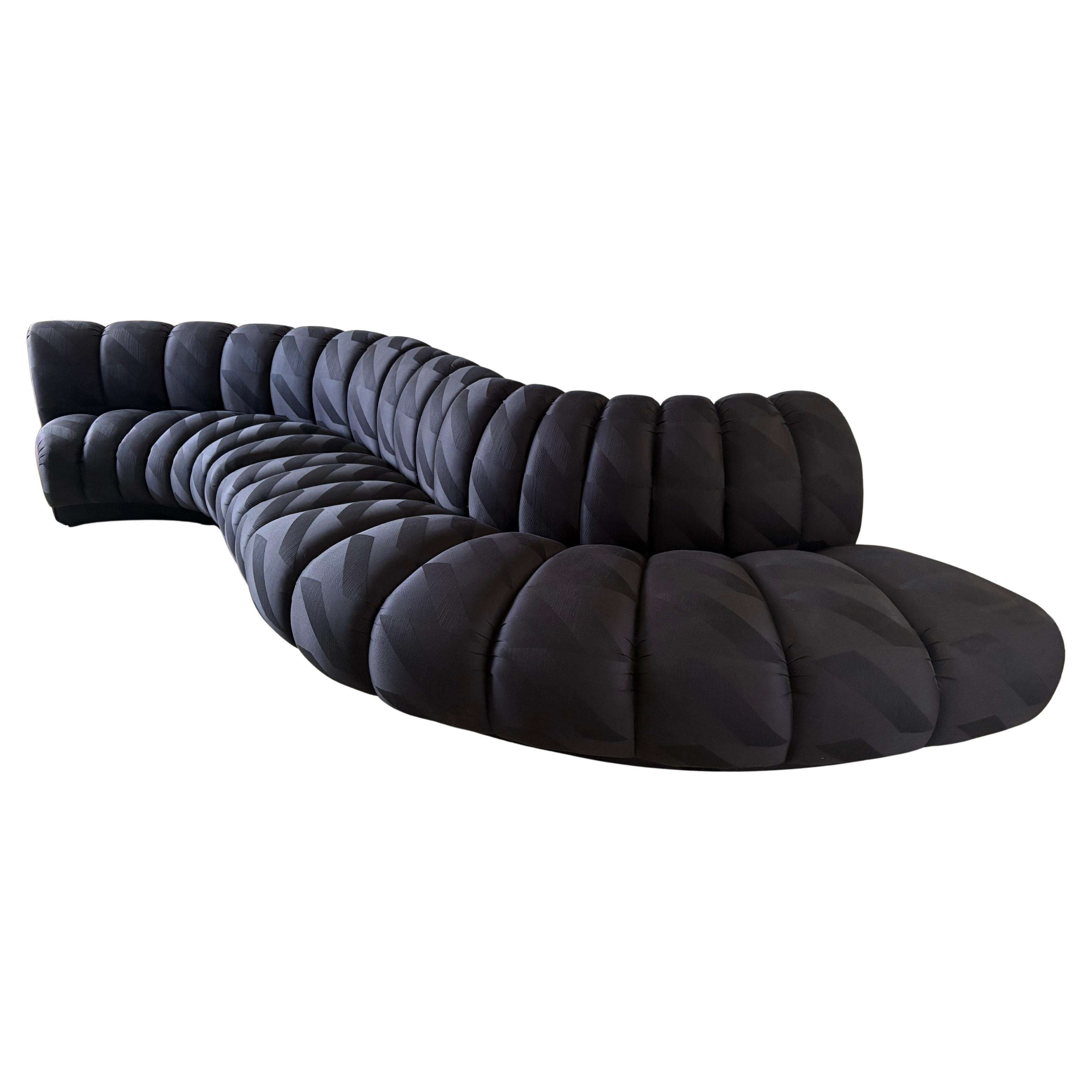 Curvy Vintage Serpentine Modular Contemporary Sectional Sofa