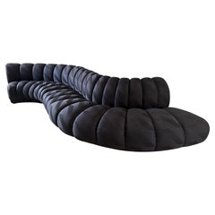 Curvy Vintage Serpentine Modular Contemporary Sectional Sofa