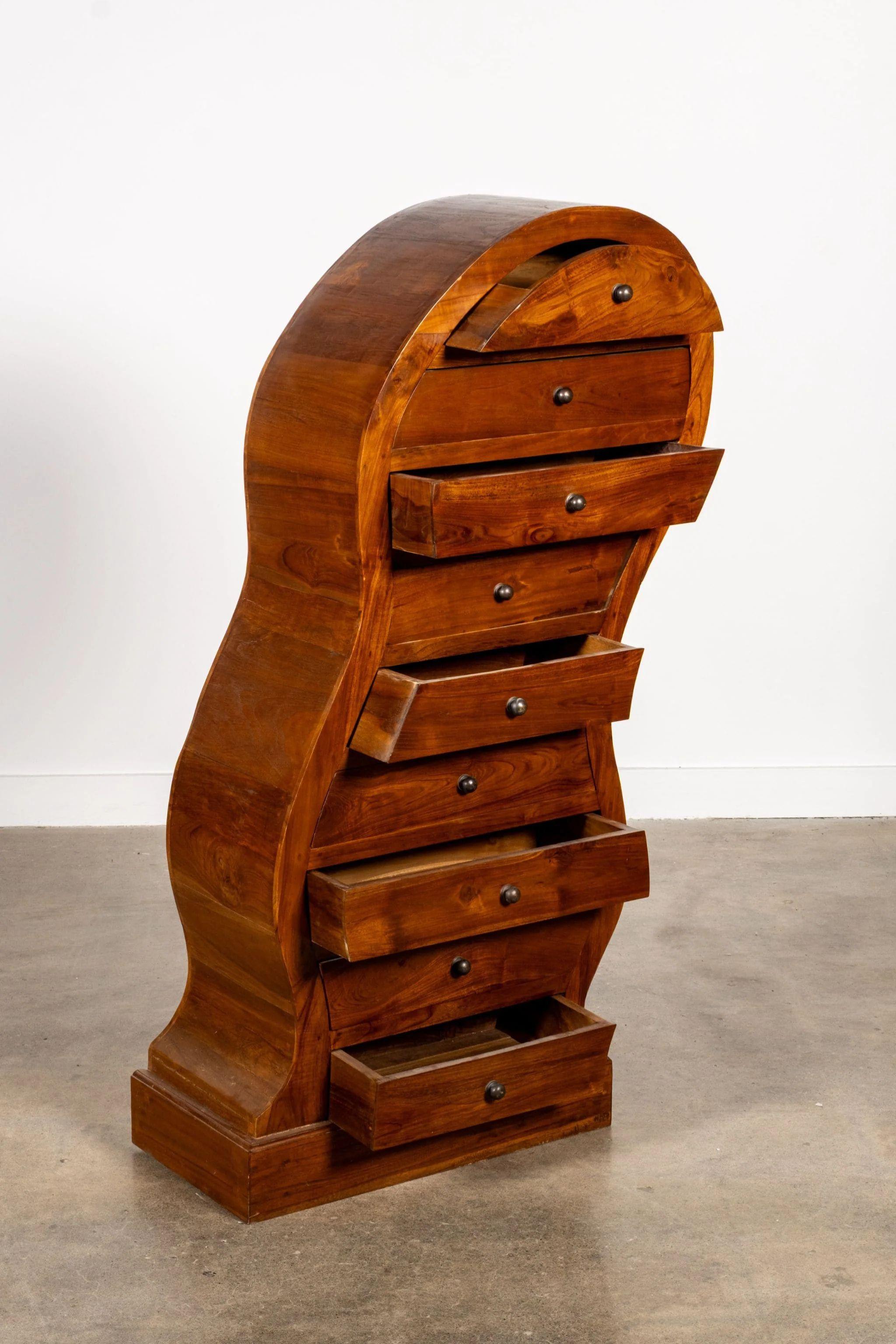 Post-Modern Curvy Wood Cabinet For Sale