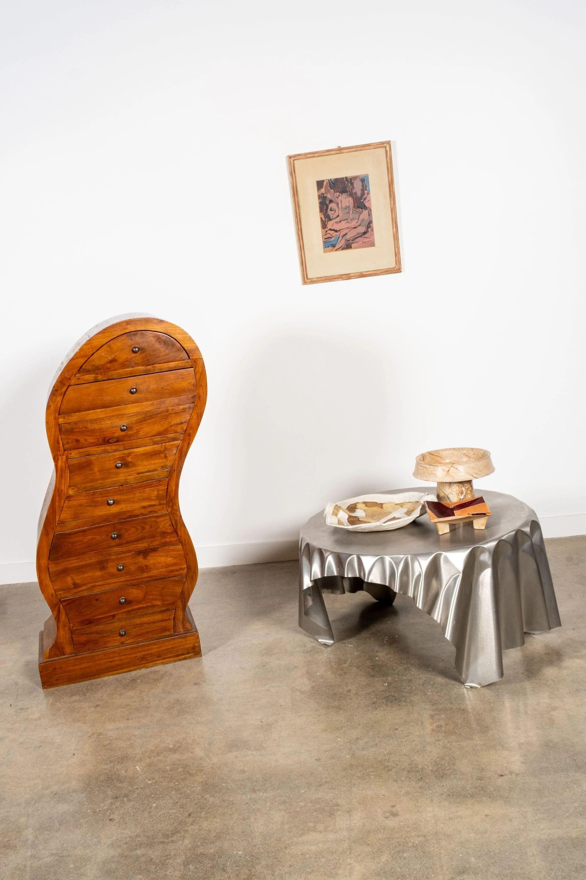 French Curvy Wood Cabinet For Sale