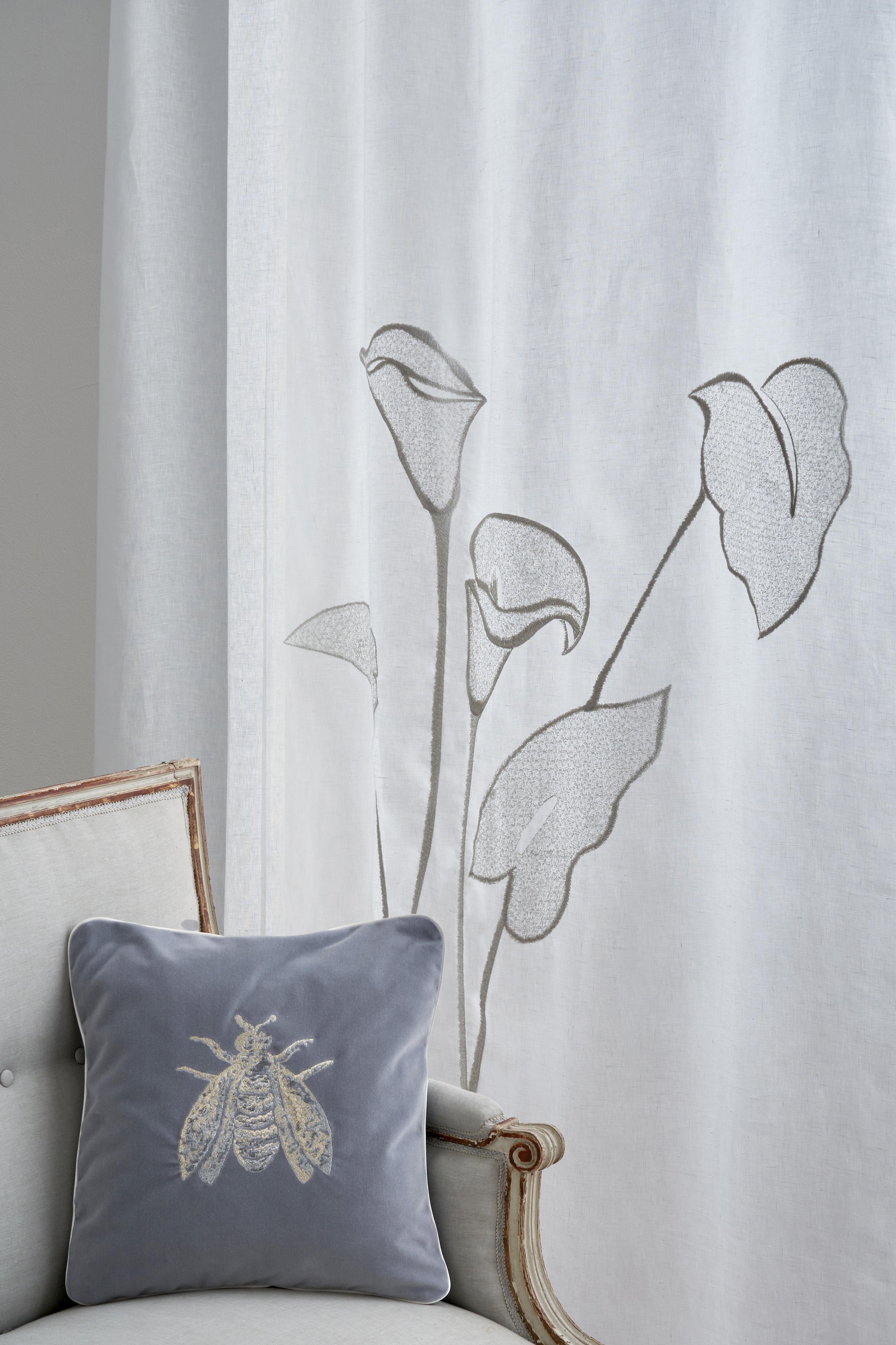 Other Little Joys cotton velvet pillow with embroidered Bee, gray color For Sale